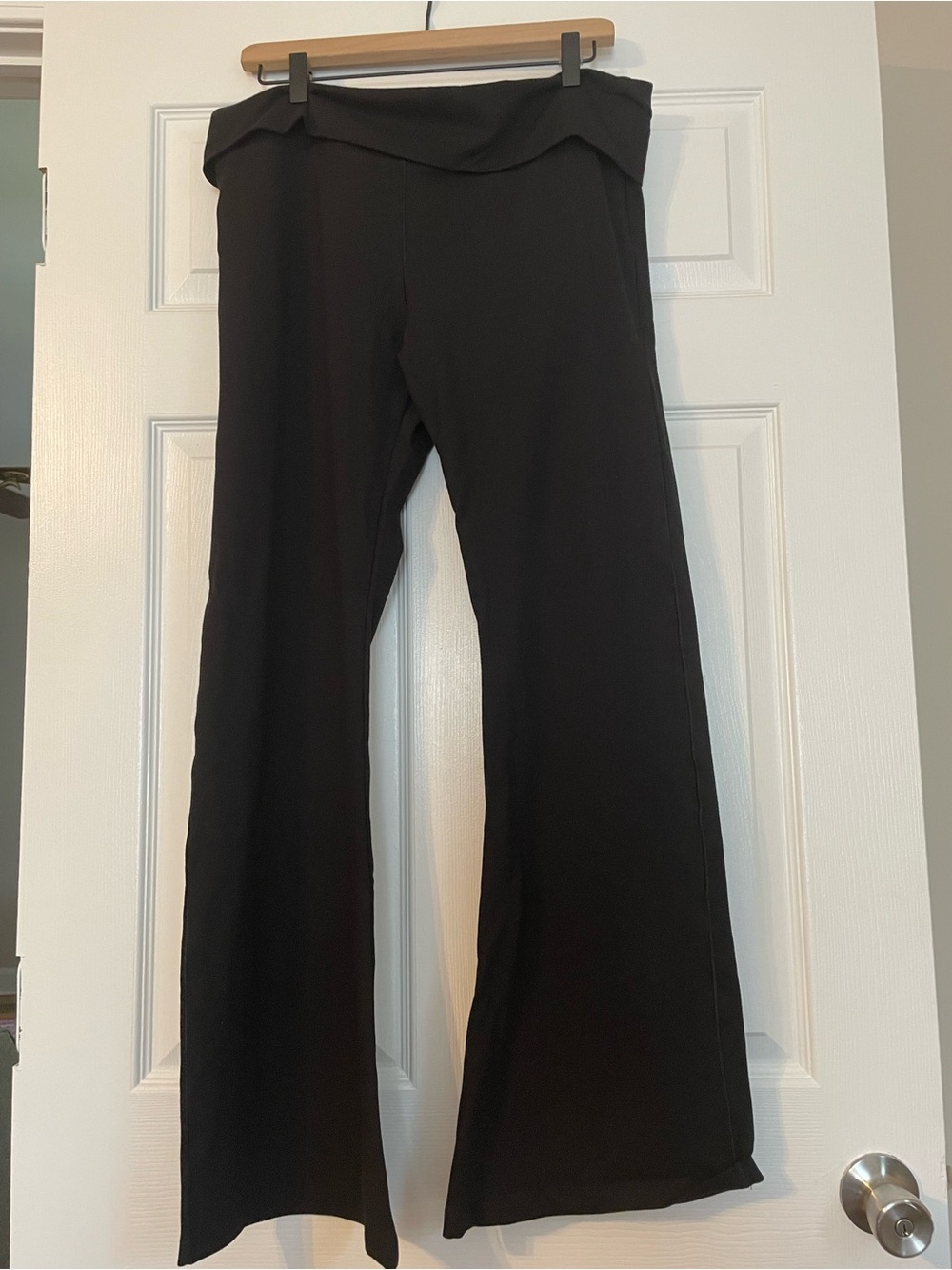 Victoria's Secret Black Fold-Over Waist Wide-Leg Leggings